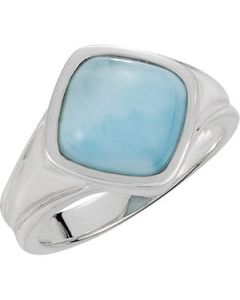 Genuine Larimar Ring Sterling Silver  10.00X10.00 Mm Genuine Larimar Ring