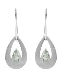 Genuine Green Quartz Earrings Sterling Silver  10.00X07.00 Mm/Pair Genuine Green Quartz Earrings