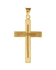 14kt Yellow 28x18mm Cross Pendant with Design