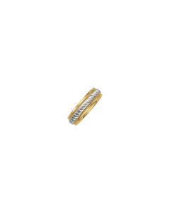 14kt Yellow & White 6mm Milgrain Design Band Size 10