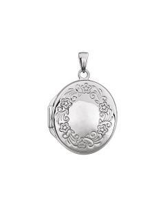 Oval Locket with Floral Engraving 