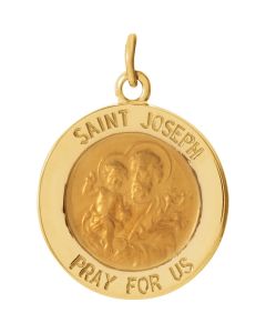 14kt Yellow 15mm Round St. Joseph Medal  