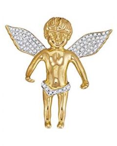 10kt Yellow Gold Mens Diamond Angel Wings Cherub Charm Pendant 1/2 Cttw 