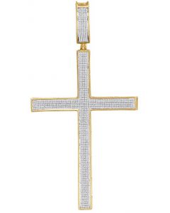 10kt Yellow Gold Mens Diamond Roman Cross Charm Pendant 1-1/3 Cttw 
