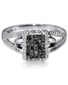 Cognac Diamond Engagement Ring Cocktail 0.18c 10K White gold 10mm wide champagne