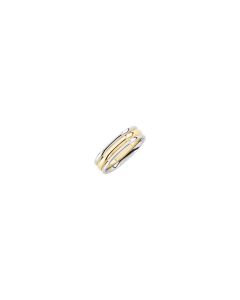 14kt White & Yellow 6mm Comfort-Fit Fluted Band Size 10