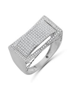 10K White Gold Mens Ring Diamond Band Pinky or Fashion Ring Wide 12mm 1/2ctw Diamond 
