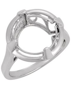 Ring Mounting For Round Gemstone 14K White Gold 12.00 Mm Ring Mounting For Round Gemstone