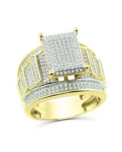 10K Gold Wedding Ring Extra Wide Pave Set 0.80ctw 16mm Diamond Engagement Ring Womens