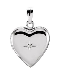 Sterling Silver .01 CTW Diamond Heart Locket