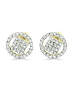 10K Gold Diamond Earrings 1/3ctw Diamonds Round Cluster Mens or Womens Screw Back 8mm 