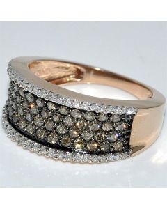 Rose Gold Cognac Diamond Wedding Band Ring Anniversary Right Hand 10mm Wide .8ct