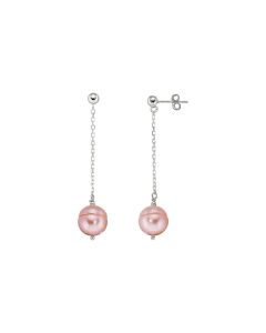 14kt White Freshwater Cultured Pink Pearl Earrings