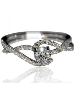 Diamond Engagemenet Ring 0.75ct 0.4ct Round Solitaire Designer 14K White Gold