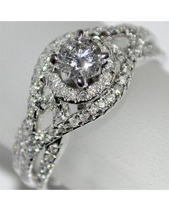 Wedding Ring 0.85ct with 0.4ct Solitaire 10mm wide split shoulder Designer