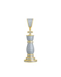 10K Gold Diamond Chess King Chess Piece Pendant 0.25ctw 35mm Tall 