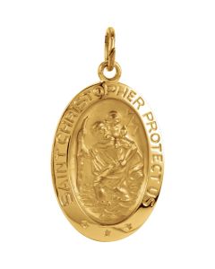14kt Yellow 19x14mm Oval St. Christopher Medal