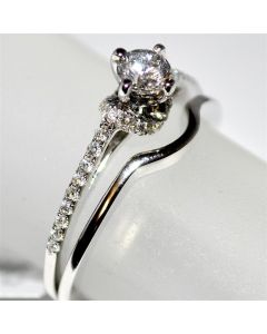 Wedding Set 0.5ct Bridal Rings Engagement Band 0.3ct Solitaire 14K white gold 