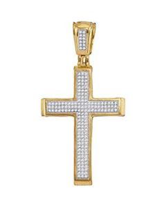 10kt Yellow Gold Mens Diamond Roman Cross Charm Pendant 1/2 Cttw 