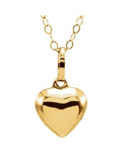 14kt Yellow Puffed Heart Youth Pendant