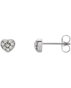 14kt White 1/10 CTW Diamond Heart Earrings