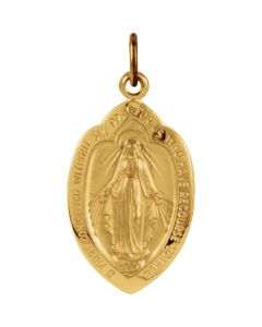 14kt Yellow 18x12mm Badge-Shaped Miraculous Medal 