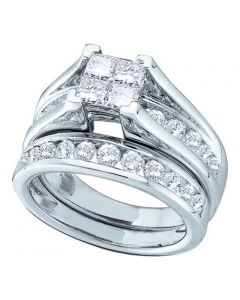 Princess cut wedding ring set 0.9ct w just under 1ct White Gold two piece set Engagement and matching band