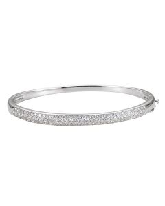 14kt White 1 1/2 CTW Diamond Bangle 7
