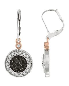 Black & White Diamond Lever Back Earrings 