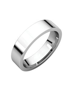 14kt White 5mm Flat Comfort Fit Band