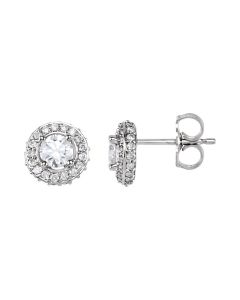 14kt White 7/8 CTW Diamond Entourage Earrings