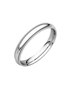 14kt White 3mm Comfort Fit Milgrain Band