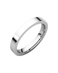 14kt White 3mm Flat Comfort Fit Band
