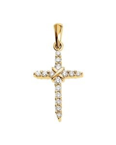 14kt Yellow .23 CTW Diamond Cross Pendant