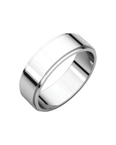 14kt White 6mm Flat Edge Band