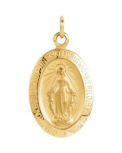 14kt Yellow 14.75x11mm Oval Miraculous Medal