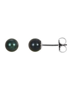 14kt White 5mm Black Akoya Cultured Pearl Earrings