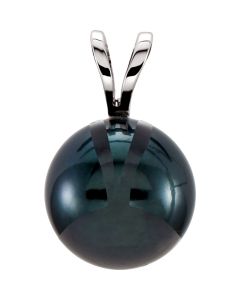14kt White 7mm Black Akoya Pearl Pendant
