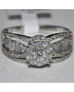 Wedding Ring 1ct 14K White Gold 3 in 1 style Round Solitaire Engagement 2 band