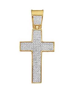10kt Yellow Gold Mens Diamond Symmetrical Christian Cross Charm Pendant 1/2 Cttw 