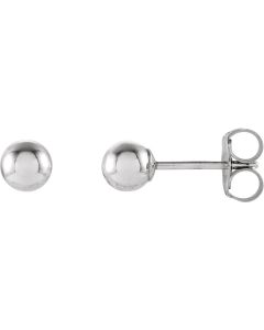 14kt White 4mm Ball Earrings with Bright Finish