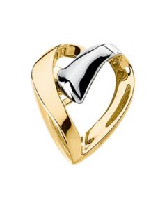Two Tone Heart Chain Slide 14K Yellow/White Gold Slide
