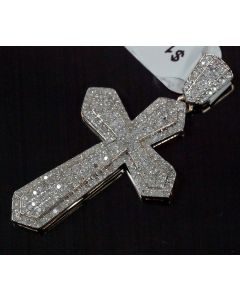 10K Yellow Gold Diamond Cross Mens 0.48ctw Mens Diamond Pendant 43mm Tall List 