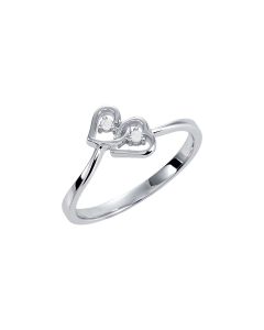 14kt White .02 CTW Diamond Double Heart Ring