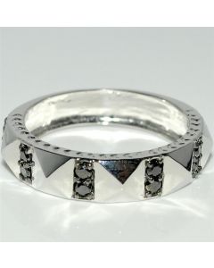 Black Diamond Mens Wedding Band Ring 6mm Wide 0.45ct 10k White Gold New