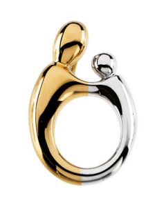Two Tone Lg. Mother & Child Pendant 14K Yellow/White Gold 20.50X13.50Mm Two Tone Md. Mother & Child Pendant