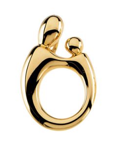 Lg. Hollow Mother & Child Pendant 14K Yellow Gold 20.25X13.50Mm Md. Hollow Mother & Child Pendant