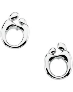 Mother & Child Post Earring Pair With Back 14K White Gold 13.50X10.00 Mm;P;Mother & Child Post Earring Pair
