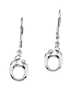 Mother & Child Lever Back Earring 14K White Gold 