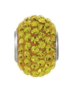 Sterling Silver 12x8mm Citrine-Colored Crystal Pave' Bead